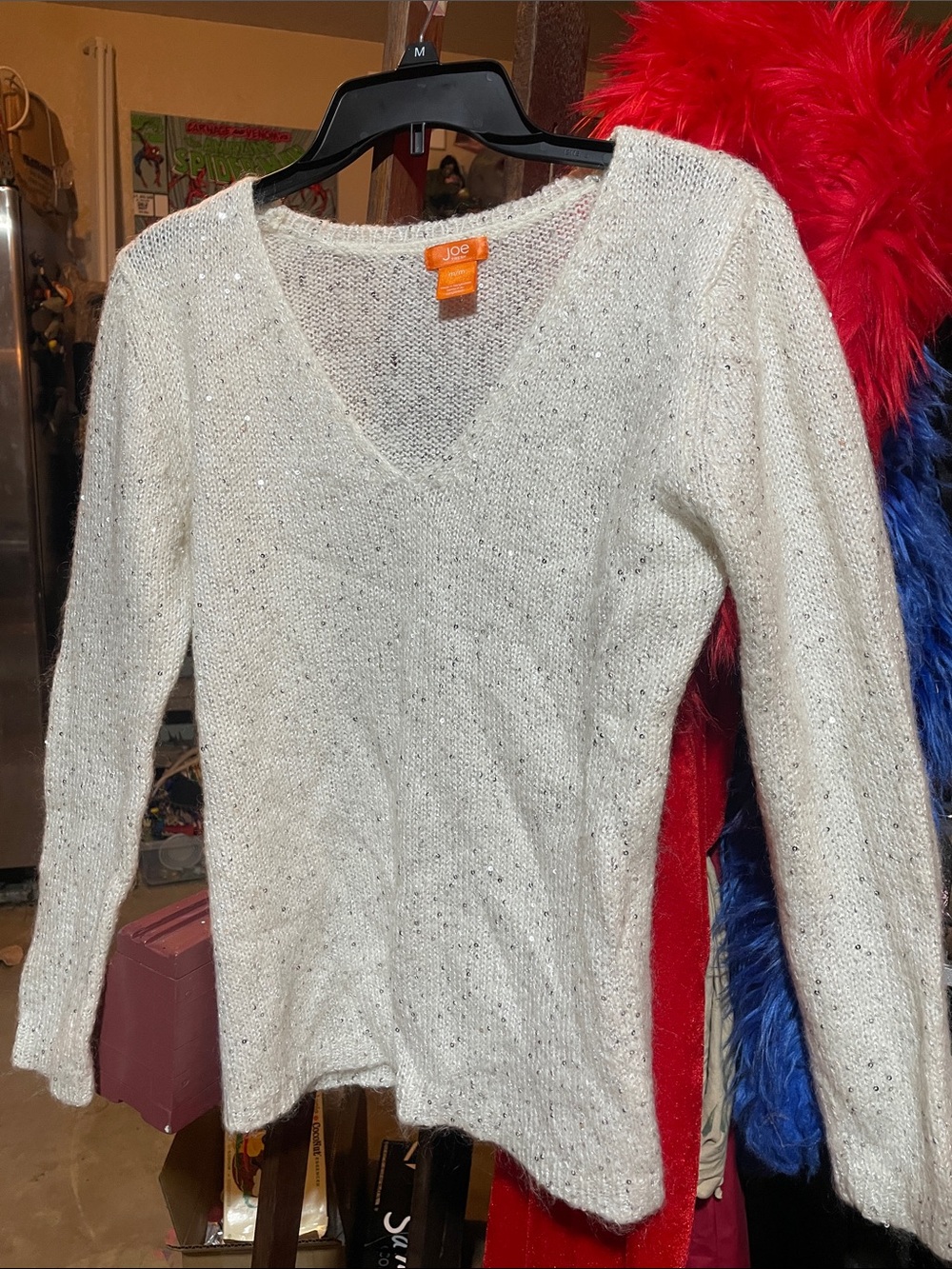 Joe Fresh Ivory Sequin V-Neck Sweater